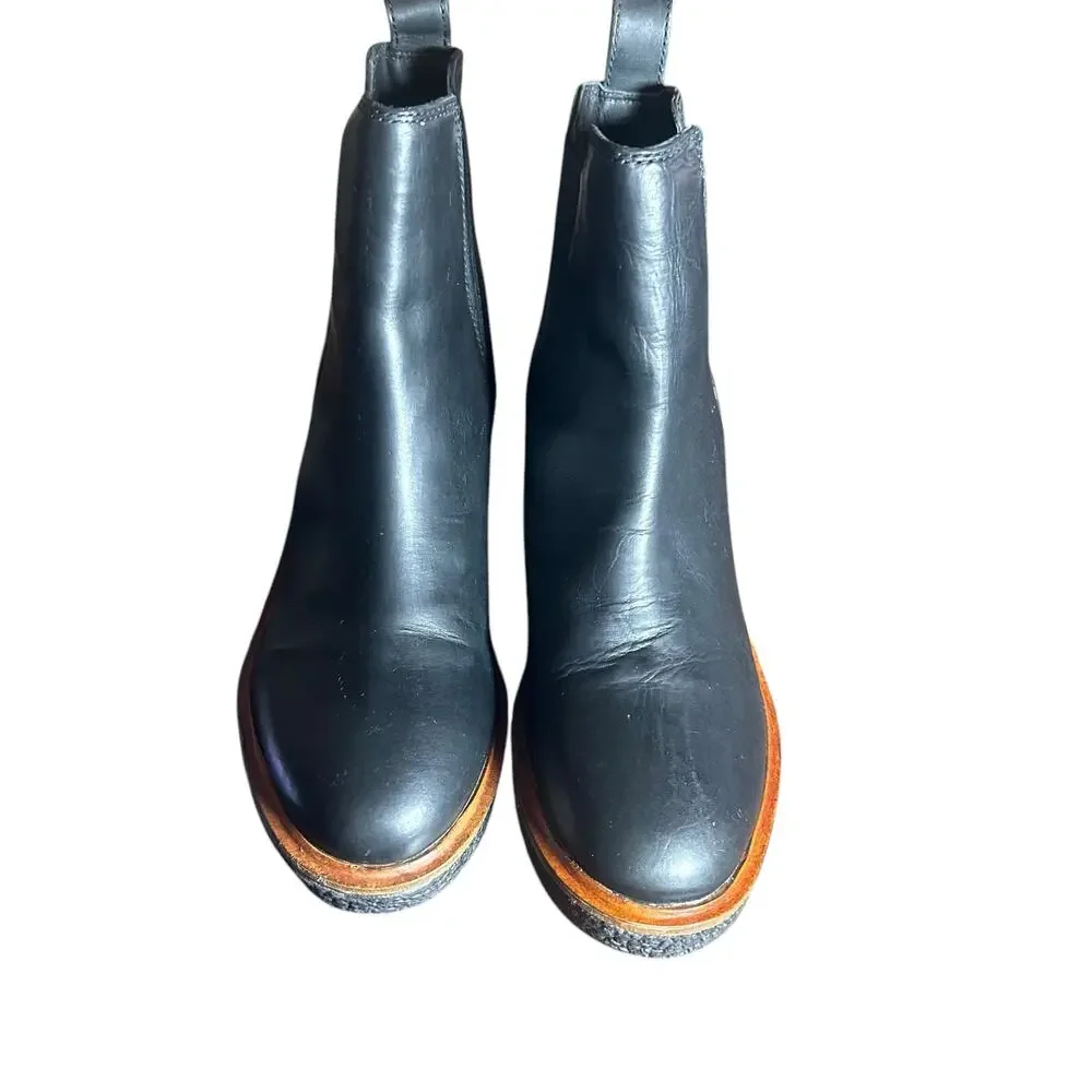 Clarks Clarkford Top Black Leather Wedge Boots US 8 EU 39